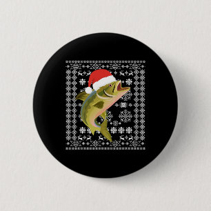 Fröhliches Fishmas hässliches Weihnachts-T-Shirt S Button