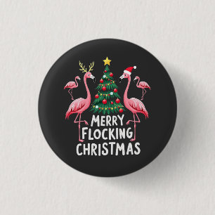 Fröhliches Flockendes Weihnachten Xmas Flamingo Ba Button