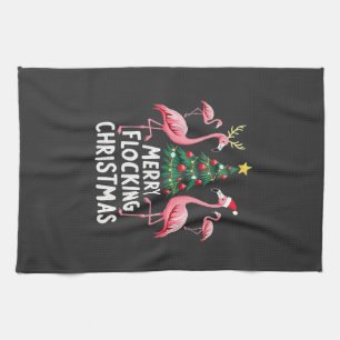 Fröhliches Flockendes Weihnachten Xmas Flamingo Ba Geschirrtuch