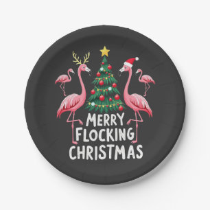 Fröhliches Flockendes Weihnachten Xmas Flamingo Ba Pappteller