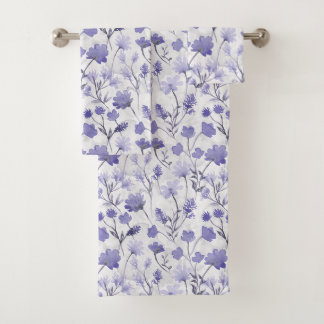 Fröhliches Flora Badehandtuch-Set - Lila Badhandtuch Set