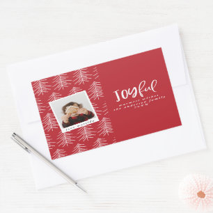 Fröhliches Foto und Weihnachtsbaumurlaub Rechteckiger Aufkleber