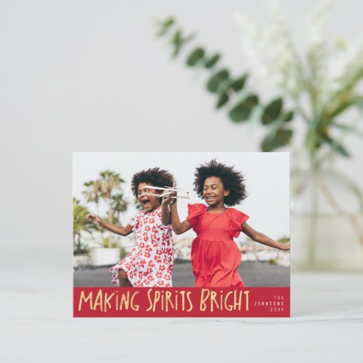 fröhliches Foto Weihnachten auf der Postkarte (Stehend Vorderseite)