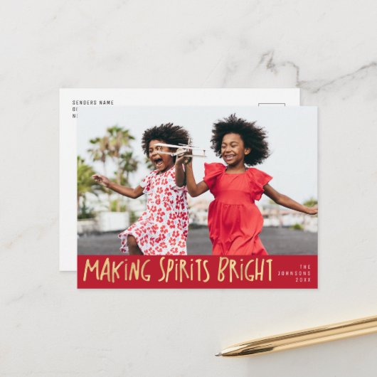 fröhliches Foto Weihnachten auf der Postkarte (Vorderseite/Rückseite Beispiel)