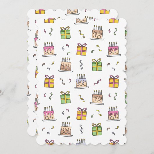 Fröhliches Geburtstagsmuster Einladung (Vorne/Hinten)