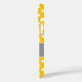 Fröhliches Gelb- und Graupolka-Dot-Monogramm Case-Mate iPhone Hülle (Rückseite / Links)