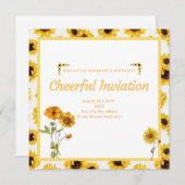 Fröhliches GelbblütenBrautparty Einladung (Vorne/Hinten)