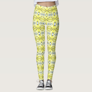 Fröhliches gelbes blaues graues geometrisches Must Leggings