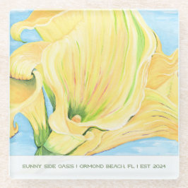 Fröhliches gelbes Calla-Lilien-Ferienhaus Glasuntersetzer