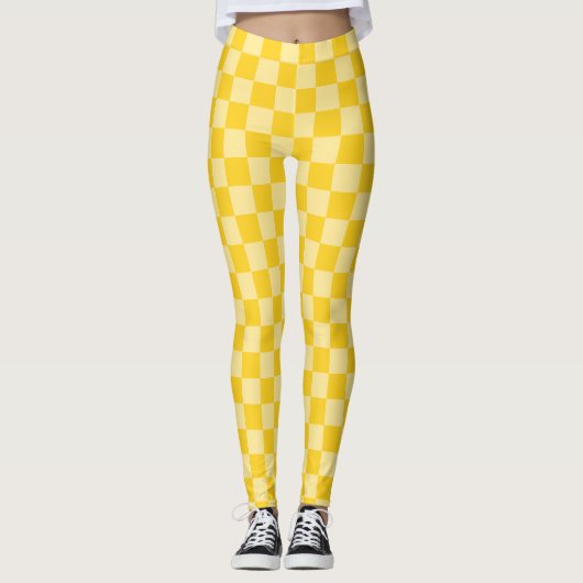 Fröhliches gelbes Karomuster Leggings (Vorderseite)