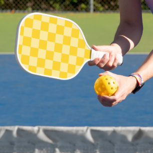 Fröhliches gelbes Karomuster Pickleball Schläger