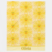 Fröhliches, gelbes, rotes Sonnengesicht Kindermust Fleecedecke (Vorderseite)