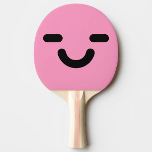 Fröhliches Gesicht Hellrosa Ping-Pong-Schläger Tischtennis Schläger