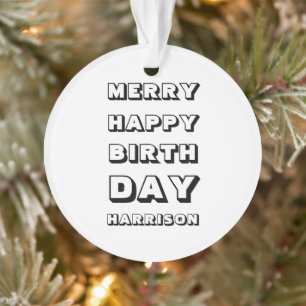 Fröhliches Glück Geburtstag individuelle Name Mo Ornament
