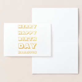 Fröhliches Glück Geburtstag individuelle Name Mode Folienkarte