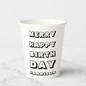 Fröhliches Glück Geburtstag individuelle Name Mode Pappbecher (Vorderseite)