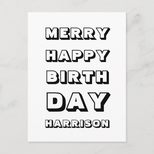 Fröhliches Glück Geburtstag individuelle Name Mode Postkarte (Vorderseite)