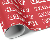 Fröhliches Glück Geburtstag rot weiß, modern Weihn Geschenkpapier (Rolleneckpunkt)
