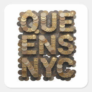 Fröhliches Gold QUEENS NYC Aufkleber Kunst