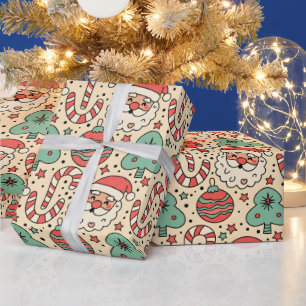 Fröhliches & Grooviges Retro-Weihnachtspapier Geschenkpapier