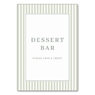 Fröhliches Grün Beiges Minimalistisches Dessert-Ba Tischnummer