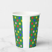 Fröhliches Grün mit farbenfrohen Punkten Papier Cu Pappbecher (Rechts)