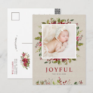 Fröhliches Grün Weihnachtsfoto Feiertagspostkarte