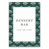 Fröhliches grünes botanisches Dessert-Bar-Schild Tischnummer (Rückseite)