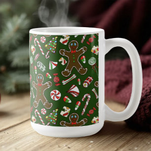 Fröhliches grünes festliches Lebkuchen-Süßigkeiten Kaffeetasse