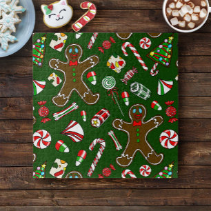 Fröhliches grünes festliches Lebkuchen-Süßigkeiten Puzzle