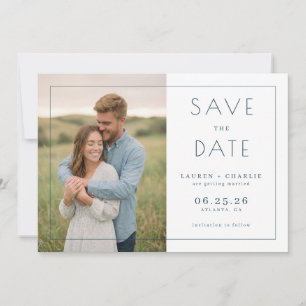 Fröhliches grünes minimalistisches Foto Save The Date