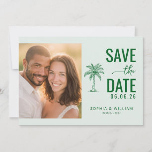 Fröhliches grünes tropisches Foto Save The Date