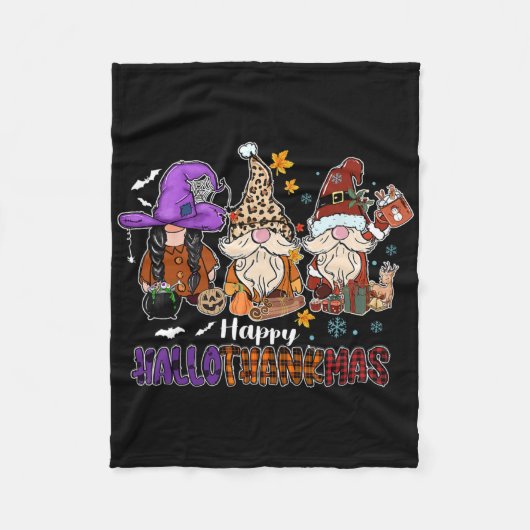 Fröhliches Hallothankmas Gnomeis Halloween Ernteda Fleecedecke (Vorderseite)