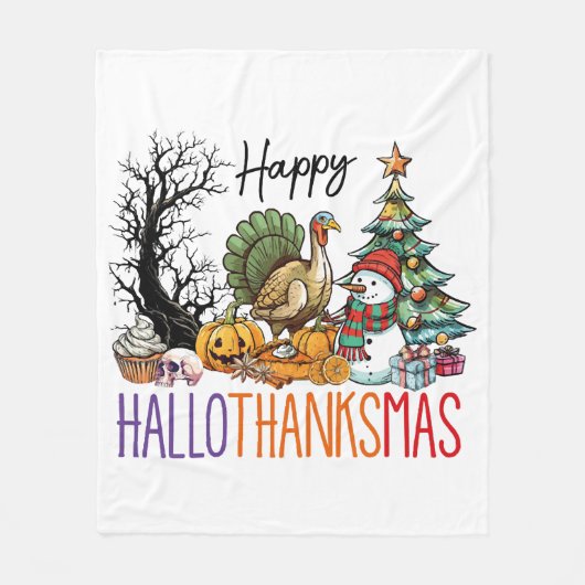 Fröhliches Hallothanksmas Clipart Fleecedecke (Vorderseite)