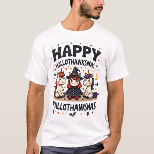 Fröhliches Hallothanksmas Einhorn Vintage Feiertag T-Shirt