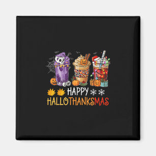 Fröhliches Hallothanksmas Kaffee Halloween Ernteda Magnet