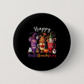 Fröhliches Hallothanksmas Kaffee Lover Halloween Button (Vorderseite)