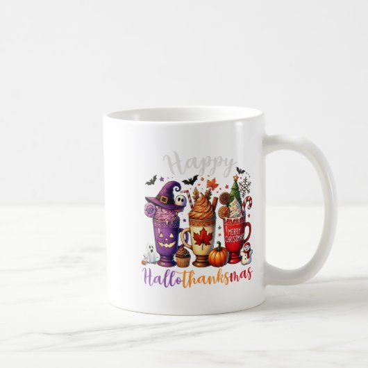 Fröhliches Hallothanksmas Kaffee Lover Halloween Kaffeetasse (Rechts)