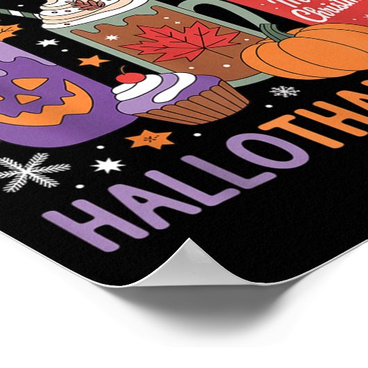 Fröhliches Hallothanksmas Kaffee Lover Halloween Poster (Ecke)