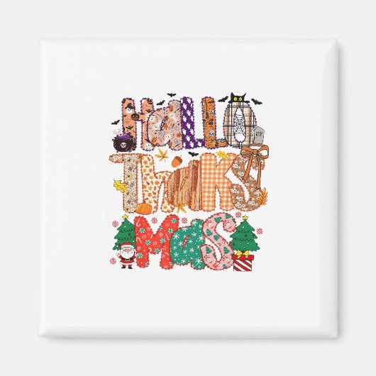 Fröhliches Hallothanksmas Lustiger Halloween-Ernte Magnet (Vorne)