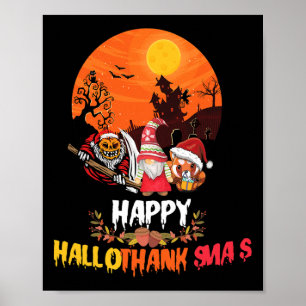 Fröhliches Hallothanksmas Lustiger Halloween-Ernte Poster
