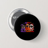 Fröhliches Hallothanksmas Lustiger Pug Halloween T Button (Vorne & Hinten)
