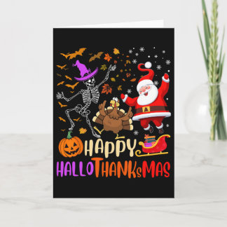 Fröhliches Hallothanksmas Skelett Kürbis Truthahn  Karte