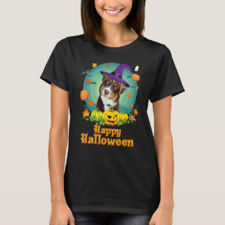 Fröhliches Halloween Amerikanischer Schäferhund Kü T-Shirt