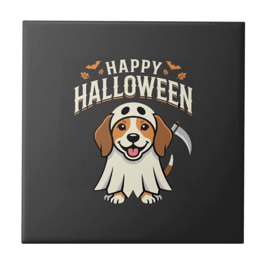 Fröhliches Halloween Beagle Hund Design_1 Fliese (Vorderseite)