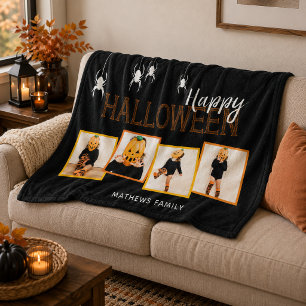 Fröhliches Halloween benutzerdefinierte Fotocollag Fleecedecke