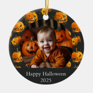 Fröhliches Halloween benutzerdefinierte Kürbisse O Keramik Ornament