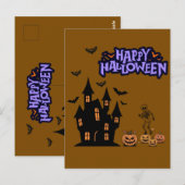 Fröhliches Halloween braun Postkarte (Vorne/Hinten)