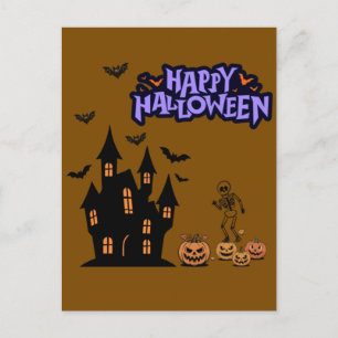 Fröhliches Halloween braun Postkarte