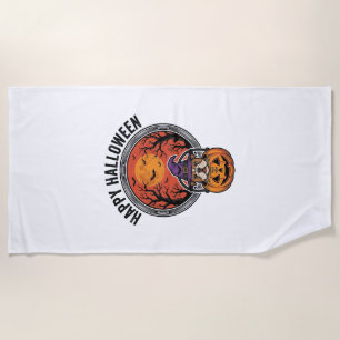 Fröhliches Halloween Bulldogge Hexe Kürbis Vintage Strandtuch